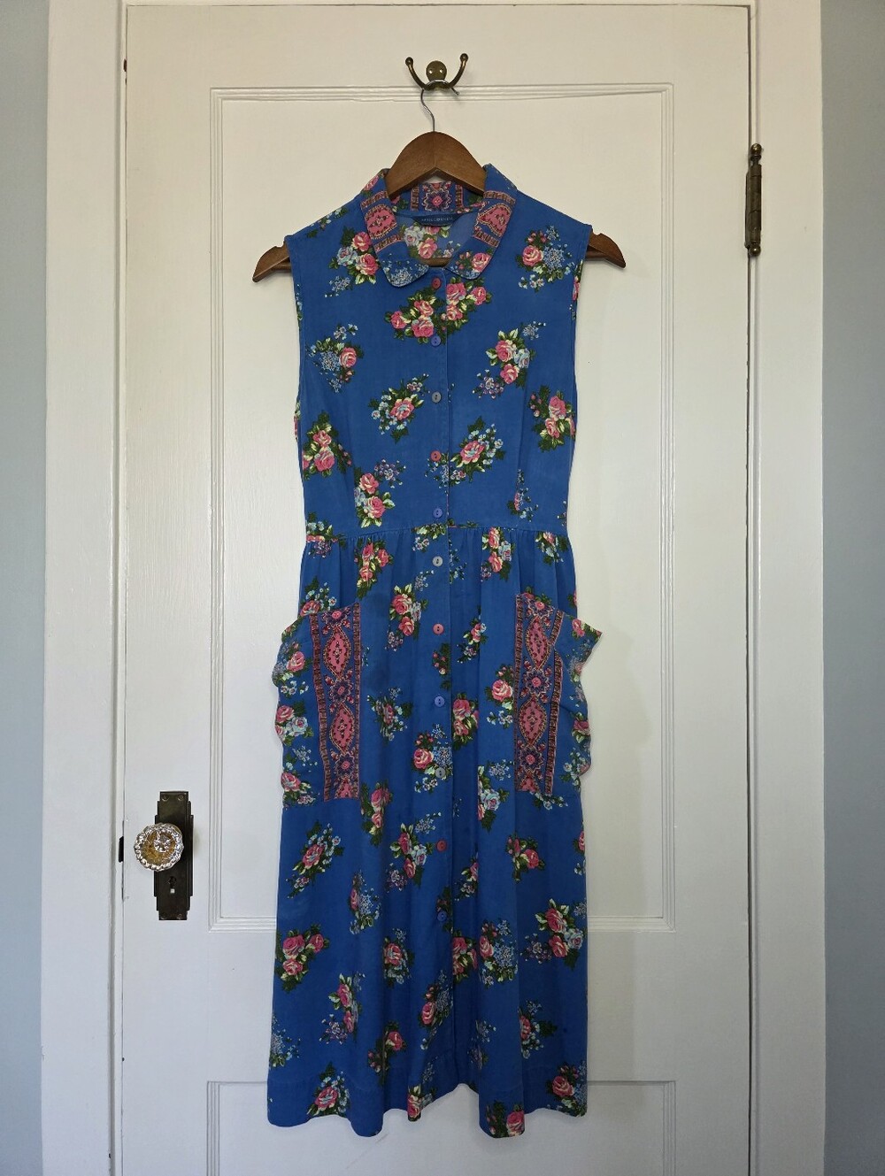 April Cornell 1990s-Style Drop-Waist Dress – Approximate Size M – Indigo Blue